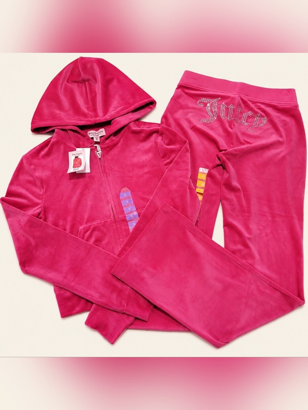 Juicy Couture Free Love Velour Zip Up Hoodie & Pants Set - XS/S